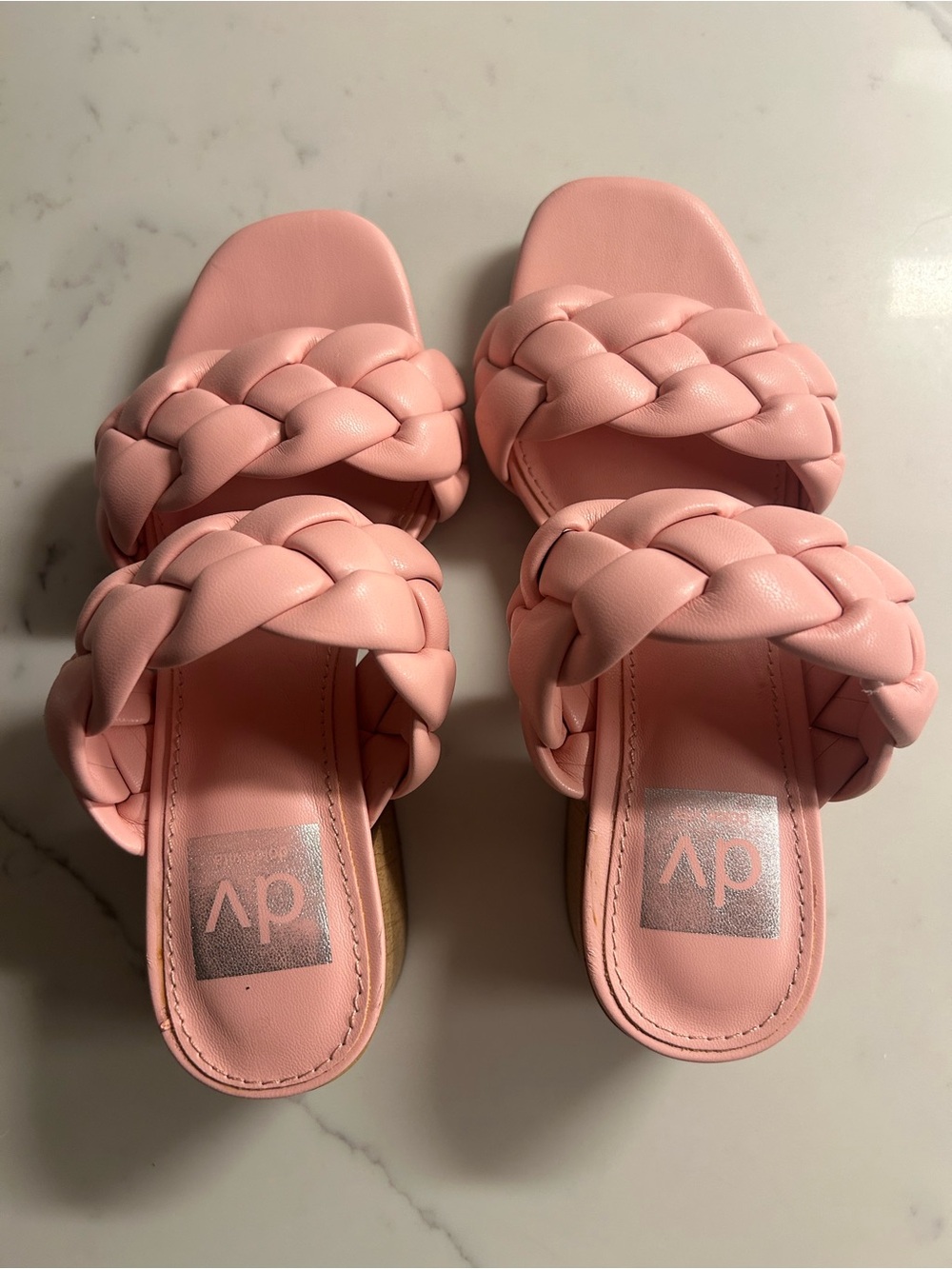 DV by Dolce Vita Pink Braided Double-Strap Slide Sandals